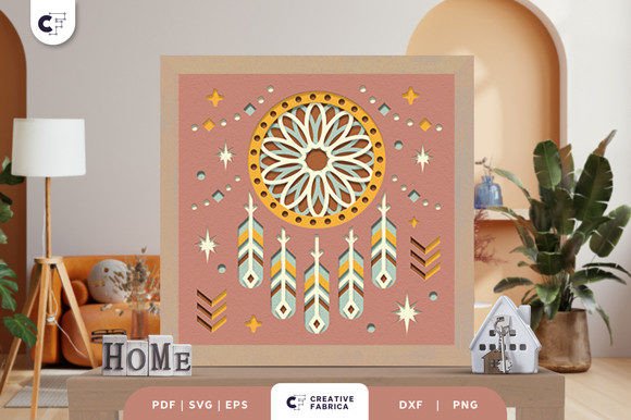 Download Boho Dreamcatcher 3D Shadow Box SVG - Boho Collection