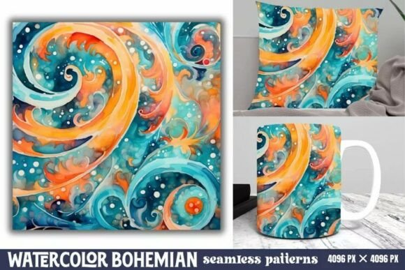 Download Seamless Watercolor Bohemian Pattern - Color Collection