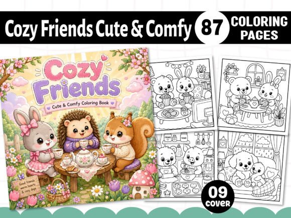 Download Cozy Friends Cute &amp; Comfy Coloring Pages - Color Collection