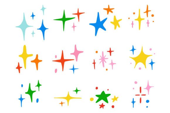 Download Colorful Sparkle Star Burst Element Set - Color Collection