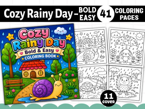 Download Cozy Rainy Day Bold &amp; Easy Coloring Book - Color Collection