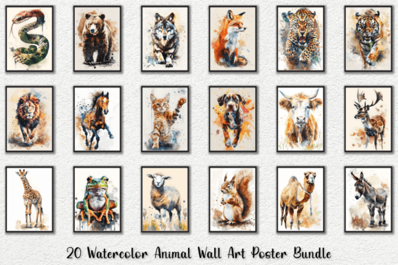 Download Watercolor Animal Wall Art Poster Bundle - Color Collection