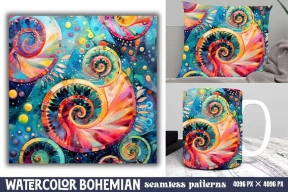 Download Seamless Watercolor Bohemian Pattern - Color Collection