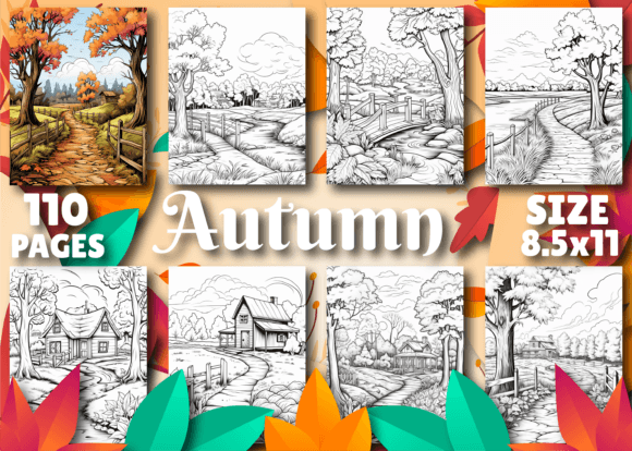 Download Autumn Scenery Adult Coloring Pages - Color Collection