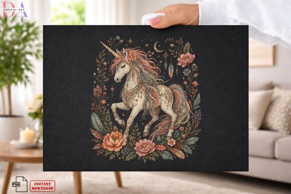 Download Boho Unicorn Moon Dreamcatcher PNG - Boho Collection