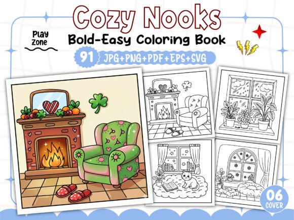 Download Bold and Easy Cozy Nooks Coloring Book - Color Collection