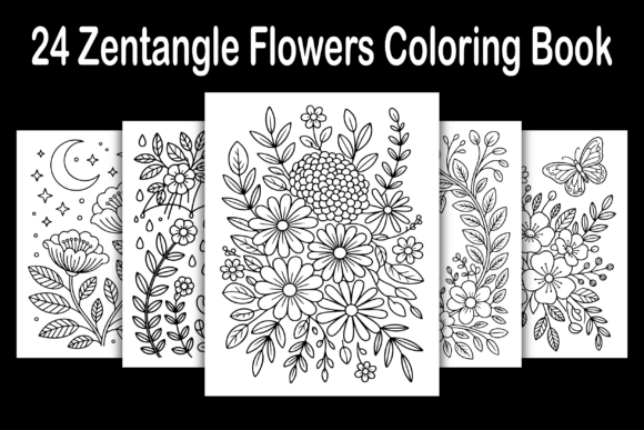 Download 24 Zentangle Flowers Coloring Book - Color Collection