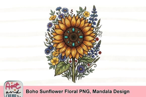 Download Boho Sunflower Floral PNG, Mandala Design - Boho Collection