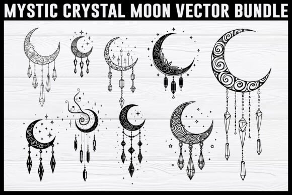Download Mystic Crystal Moon Boho Vector Bundle | - Boho Collection