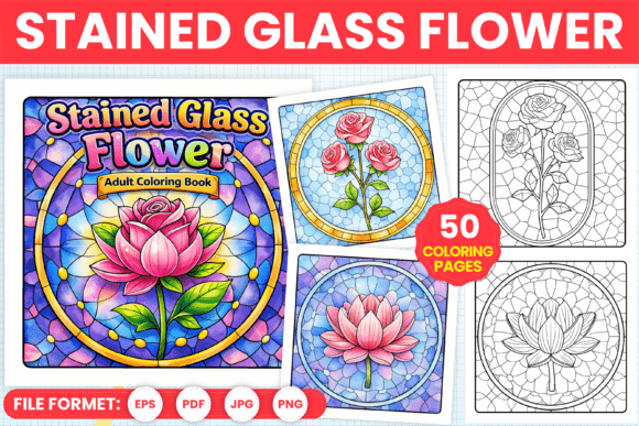Download Stained Glass Flower Adult Coloring Page - Color Collection