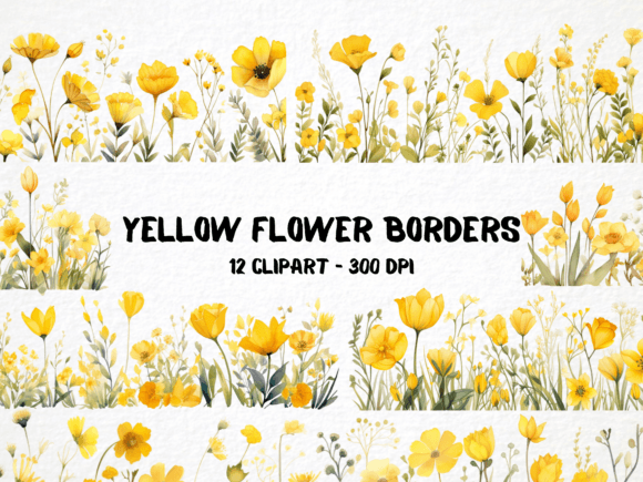 Download Watercolor Yellow Flower Borders - Color Collection
