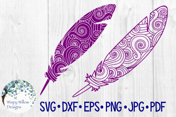 Download Feather Zentangle, Detailed, Boho, Cut File - Boho Collection