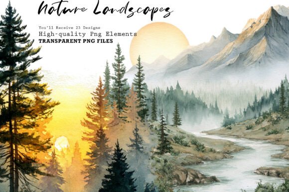 Download Watercolor Nature Landscapes PNG Clipart - Color Collection