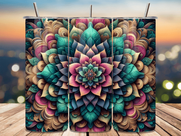 Download Boho Floral Mandala Art Tumbler Wrap - Boho Collection