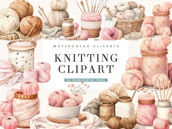 Download Watercolor Knitting Digital Clipart - Color Collection